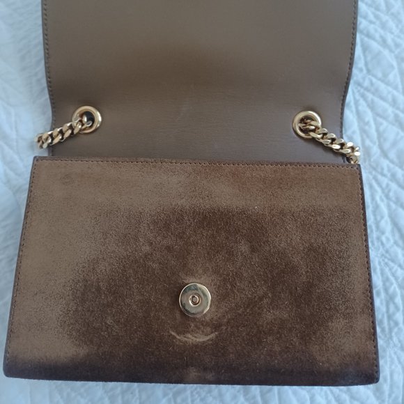 SOLD: Authentic YSL Rare Monogram Small Suede Tassel Crossbody Bag, Camel - Picture 7 of 15